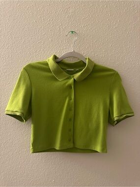 Sunday Best Lime Green Cropped Button-Down Polo